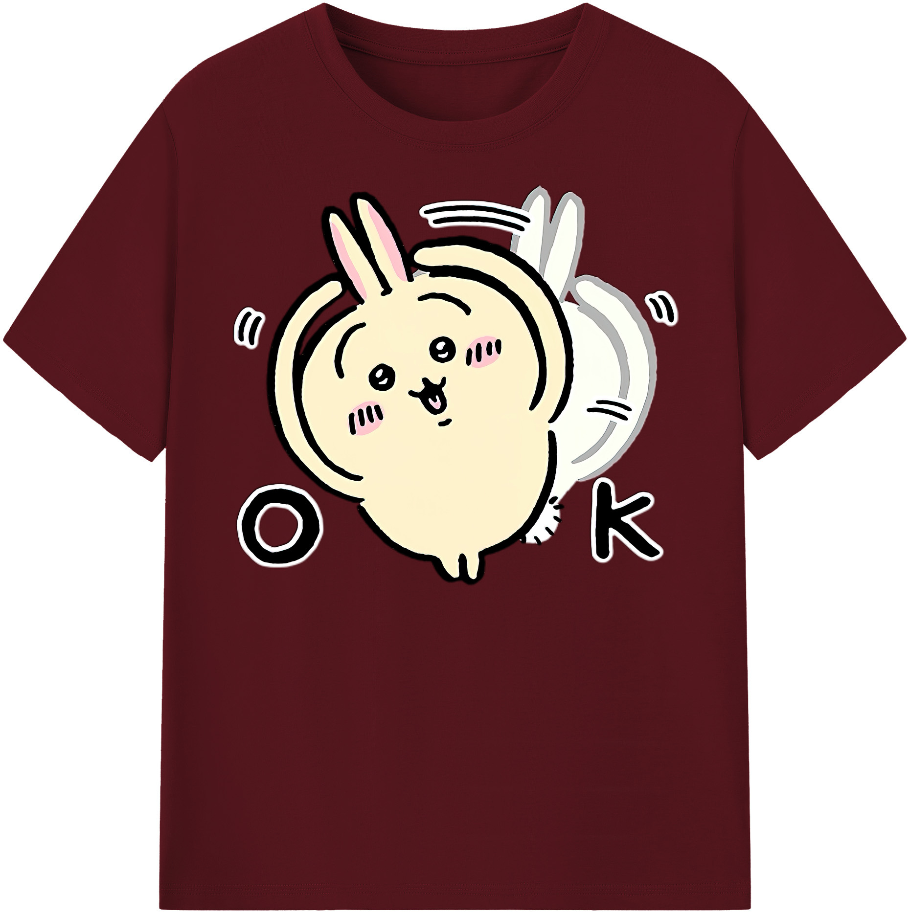 （画像用） ちいかわ うさぎ Chii-kawa usagi 綿100％半袖Tシャツ（フロントプリント）